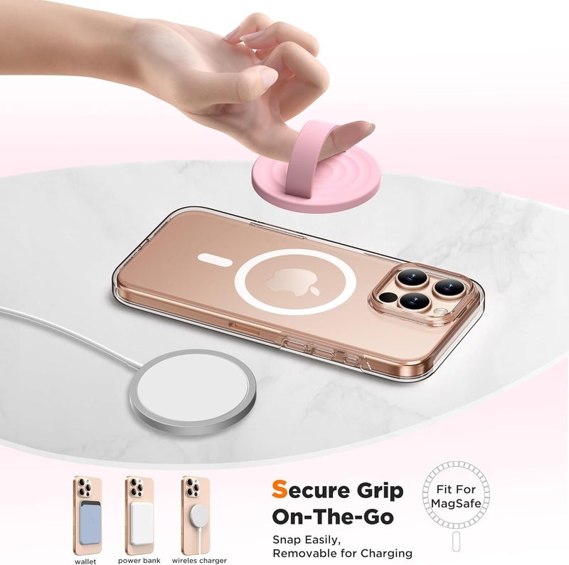 COFFKER Magnetic Phone Grip Ring Holder, Liquid Silicone Magnet Cell Phone Grip Finger Loop, Compatible with Magsafe, Back of Phone for iPhone 17/16/15/14/13/12 Series, Pink - Image 4